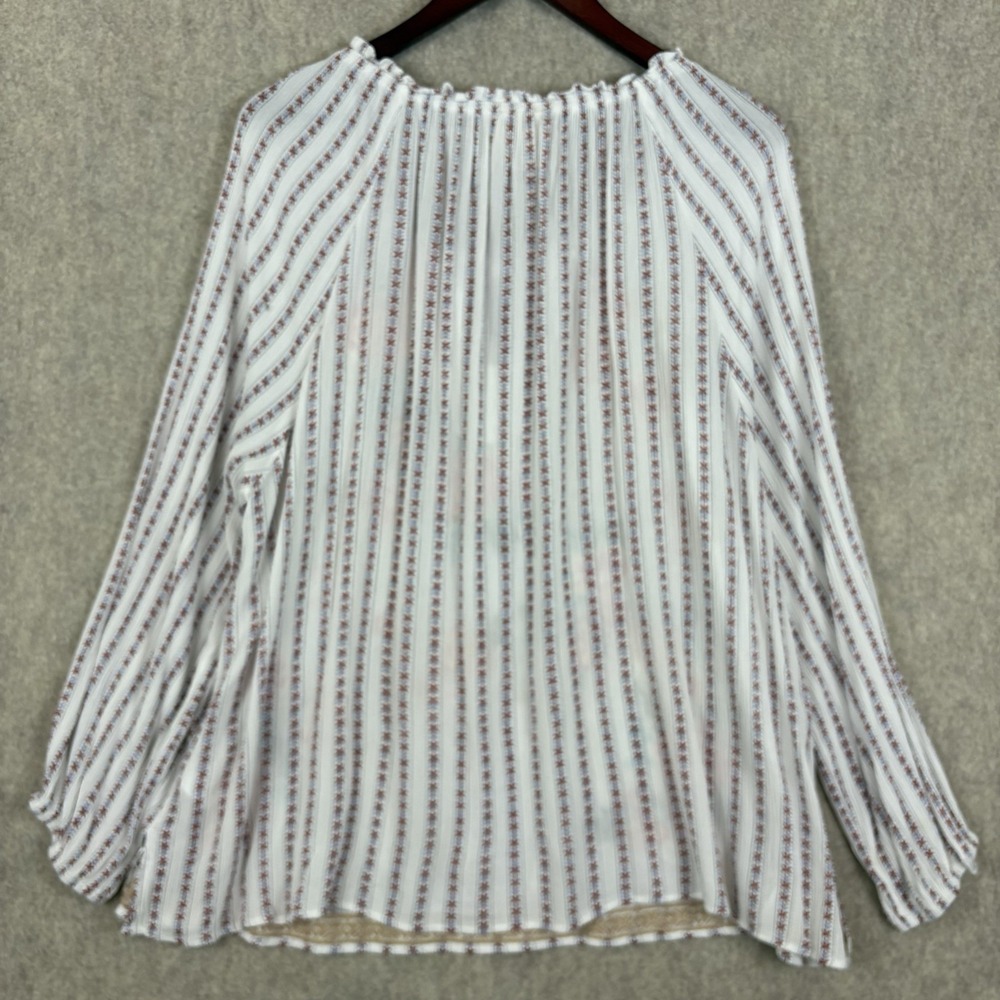 Savanna Jane 3X Blouse Floral Embroidered Boho Peasant Tassel Striped Read - Picture 6 of 12